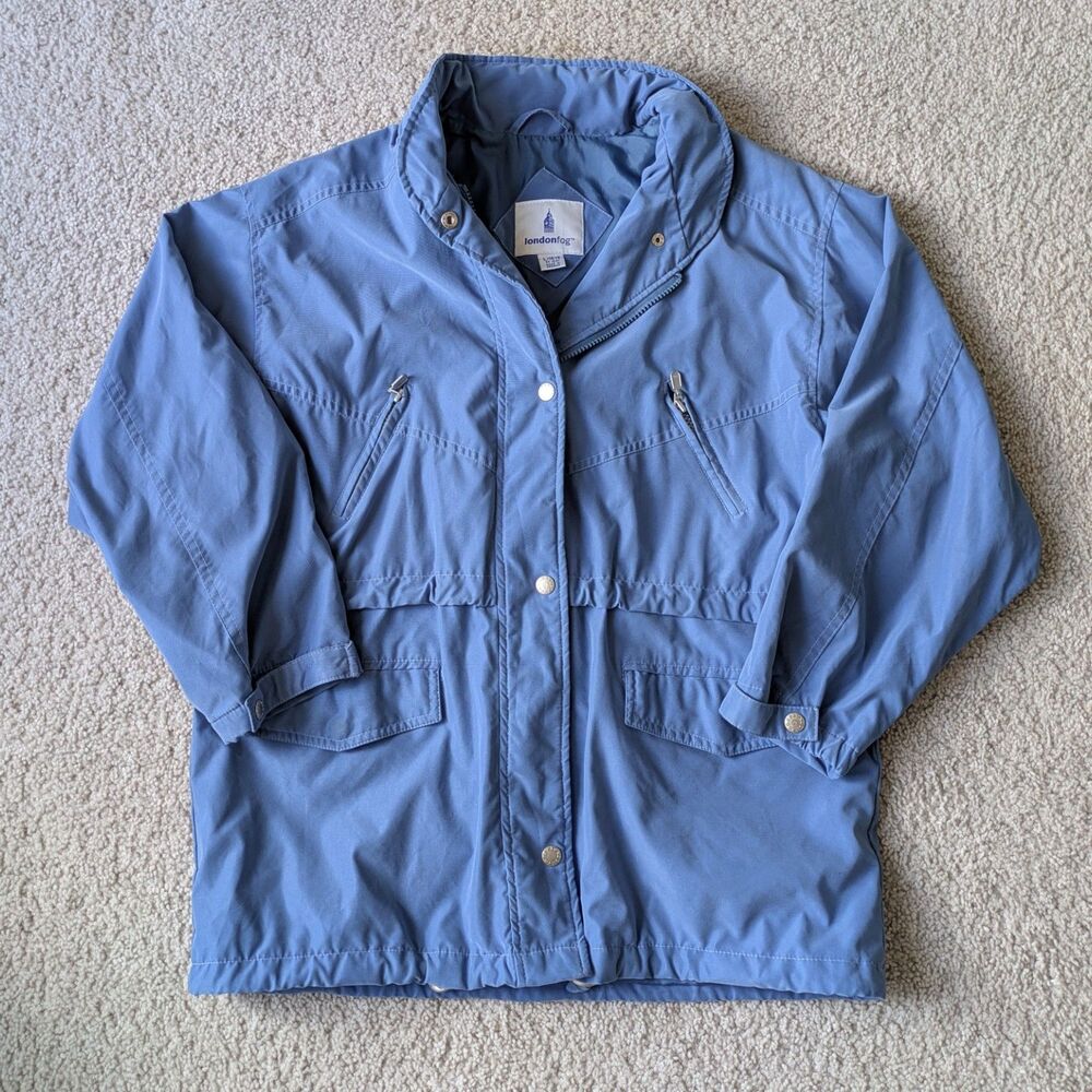 VTG 90s London Fog Cornflower Blue Rain Jacket Sz L